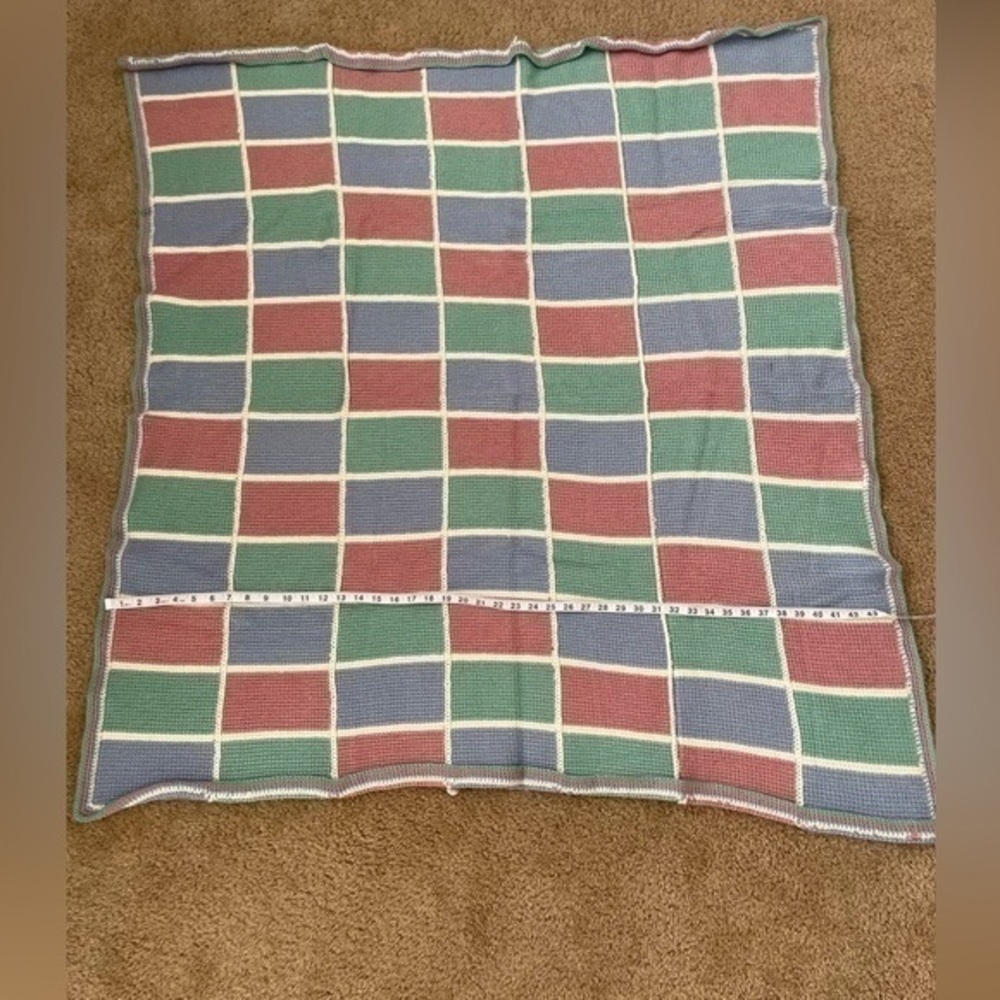 Handmade Crochet Blanket Throw Pastel Colors Granny Square Afghan Size: 45x47"